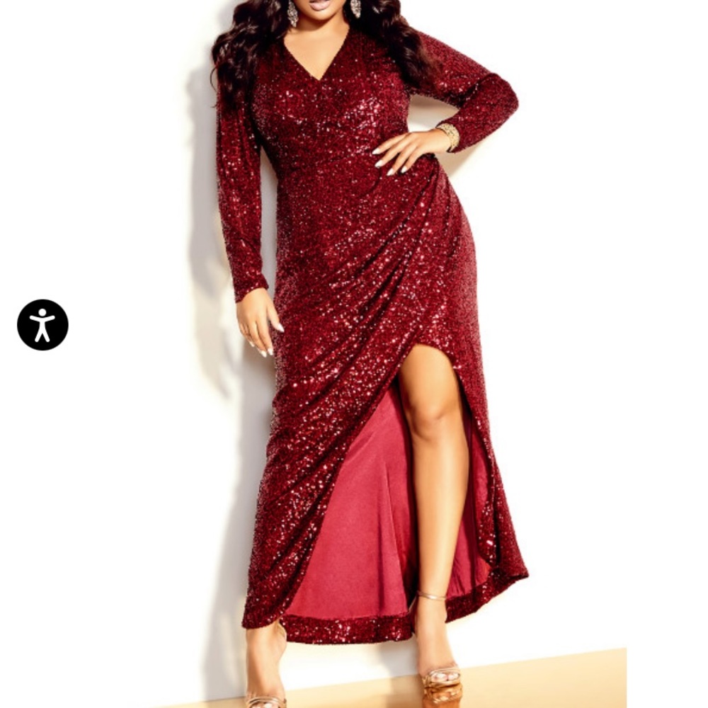 Glimmer Nights Maxi Dress -Ruby